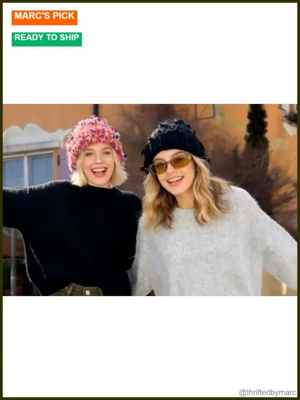 Chunky Crochet Beanie Cuffed Winter Hat with Boho Tassel Knot